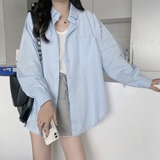 마켓에이 여성용 컬러 원포켓 긴팔 셔츠