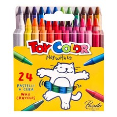 義大利 TOY COLOR 24色無毒安全油蠟筆, 兒童安全認證，色彩鮮豔，激發創造力, 1入