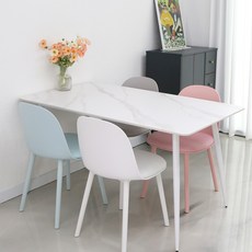 참갤러리 직사각 1600 6인용 세라믹 식탁 + 의자 4p 방문설치, 식탁(무광 마블 화이트), 의자(화이트, 스카이, 그레이, 핑크)