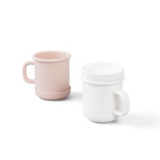 보울보울 노르딕볼볼 뚜껑머그컵 340ml x 2p + 소스볼 2p 세트, 화이트, 핑크, 1세트