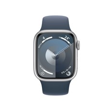 Apple 애플워치 9 GPS+Cellular, 41mm, 알루미늄, 실버 / 스톰 블루 스포츠 밴드, M/L