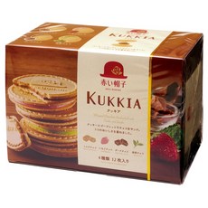 AKAI BOHSHI 紅帽子 Kukkia 夾心餅乾, 4種口味 (牛奶、巧克力、抹茶、草莓), 入口即化 絲滑內餡, 93.6g, 1盒