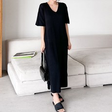 보리맘 브이 골지 여름 니트 롱 임산부 원피스 R448
