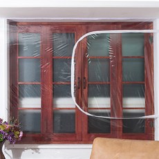 다샵 창문형 지퍼식 방풍 바람막이 투명 200 x 165 cm + 찍찍이테이프 8p, 1세트