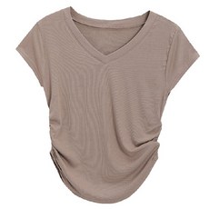 마더브띠 여성용 셔링핏 브이넥 반팔 티셔츠