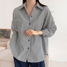 더캐시 줄지 임산부 셔츠 남방
