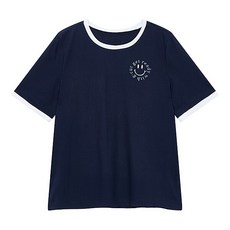지컷 스마일 레터링 배색 티셔츠 7251340005