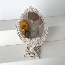 비올레따젬마 레트로 탁상 스탠드 미니 거울 20 x 33 cm, 엔틱단면거울