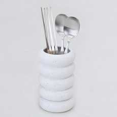 달팽이리빙 몽글몽글 물빠짐 세라믹 수저통 L, 오레오, 1개