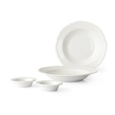 PRELUDE 義大利麵陶瓷餐盤 2入+醬料碟 2入, 白色的, 意大利面球 2p + 醬汁球 2p
