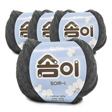 쎄비 솜이 패브릭얀 뜨개실 65g x 4p, 먹색, 4개