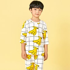 유니프랜드 아동용 라인바나나 오가닉 쟈가드 7부내의 실내복 상하세트