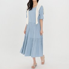 모이르벨라 젬마 라운드넥 플리츠 롱 원피스 T24SS2-A0062