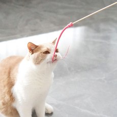 딩동펫 고양이 쥐꼬리 실리콘 낚싯대, 딥핑크, 1개