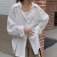 아이엠몽 여성용 카엘 시스루 긴팔 루즈핏 셔츠