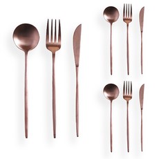 마리포사 커트러리 디저트 3종 x 3p 세트, 로즈골드, 디저트스푼 3p + 디저트포크 3p + 디저트나이프 3p