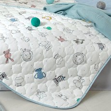 PRIELLE Anifarm 棉質兒童絎縫防水保潔墊, 75x100公分, 混色動物款, 小(75 x 100cm), 1個