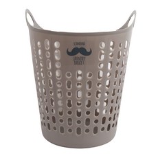 SHABATH 鬍子圖案洗衣籃, 45L, 米灰色, 45L(W43 x D42 x H53cm)