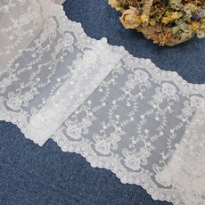 나산데코 샤트렌 자수 레이스 원단 M6111-1, 화이트