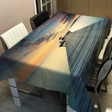 알럽홈 랜드 스케이프 프린팅 스퀘어 홈 테이블 커버, TYPE11, 140 x 140 cm