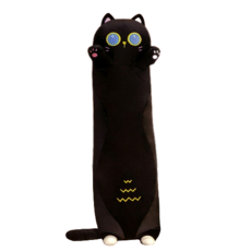 네이처타임즈 모찌 고양이 롱쿠션 인형 바디필로우, 블랙