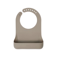 Edison 防漏矽膠圍兜, BPA Free 寶寶圍兜, 米棕色, 1入, 1個