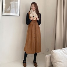 로미스토리 코듀로이 루즈핏 뷔스티에 원피스