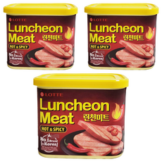 LOTTE 樂天 午餐肉 辣味, 韓國第一品牌, 340g, 3罐