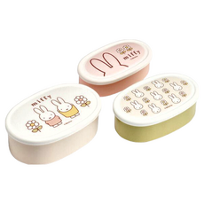 Skater MIFFY 抗菌保鮮盒 橢圓型 L(400ml) x 1 + M(280ml) x 1 + S(180ml) x 1, 3個