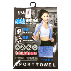 O&O ONE & ONE 全棉彩條運動毛巾, 27x100公分, 吸汗 循環 透氣, 顏色隨機, 1條