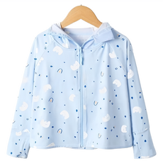 兒童款涼感防曬外套，UPF50+, 3XL(130~140cm), 滿版藍雲朵
