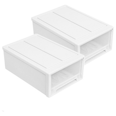 收納部屋 透明抽屜收納盒8L 2入組 (31 x 22 x 11.5cm) 白色, 2個