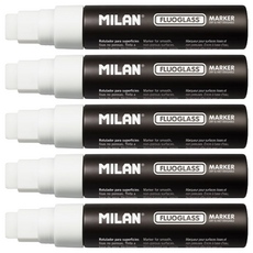 MILAN 方頭玻璃彩繪擦擦筆 粗筆桿 21.3g, 白色, 5支, 白色