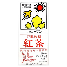 KIKKOMAN 龜甲萬 豆乳 紅茶風味, 契約栽培丸大豆使用，濃郁的阿薩姆紅茶風味, 1L, 1入