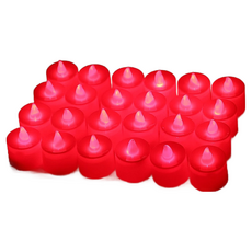 LED 電子蠟燭燈 Set 24, 直徑3.8CM，高4.5CM, 紅色