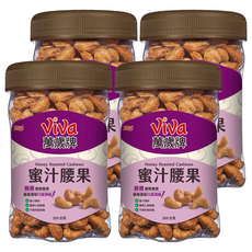 ViVa 萬歲牌 蜜汁腰果, 特製蜜汁烘焙 香甜濃郁, 口感酥脆, 350公克, 350g, 4罐
