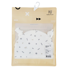 KU.KU Duckbill 酷咕鴨 KUKU PLUS 極簡幾何雙結嬰兒帽, 100%純棉 初生兒適用 頭圍36-42cm, 36~42cm, 極簡幾何