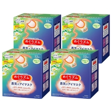 Kao 花王 MegRhythm 美舒律 蒸氣眼罩 洋甘菊香, 蓬鬆柔軟觸感 舒適眼罩 12個/盒, 12片, 4盒