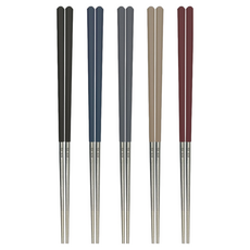 CLARE 316六角鋼筷, 24.4cm, 黑色 + 黛藍色 + 深灰色 + 奶茶色 + 深紅色, 5雙