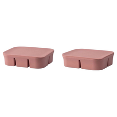 矽膠副食品分裝盒 4格-粉色, 15x12x4cm, 容量400ml, 耐熱210度, 400ml, 2個