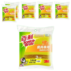 3M Scotch-Brite 百利 海綿菜瓜布 餐具專用, 3個, 6包