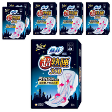SOFY 蘇菲 超熟睡 細緻棉柔衛生棉, 35cm, 8片, 6包