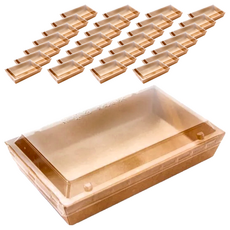 7號牛皮輕食盒 Set 50, 食品級紙+BOPP/PET材質, 尺寸20.5x12.7x3.5CM/21.2x13.5x2CM, 50組