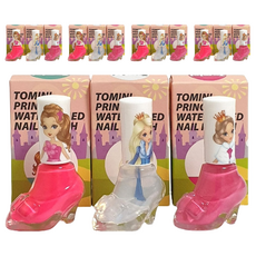 TOMINI 兒童公主水性指甲油+貼紙組, 無需卸甲液 撕除, B款 粉紅色+櫻桃紅+透明, 5組