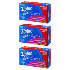 Ziploc 密保諾 密實袋，中號密實袋100個，17.7cm x 18.8cm，易開封口，幫助鎖味2倍保鮮, 中(17.7 x 18.8cm), 100個, 3盒