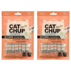 CAT CHUP 喵洽普 貓咪肉泥, 雞肉蔓越莓口味 泌尿道護理配方, 7條裝, 雞肉 + 蔓越莓, 98g, 2袋