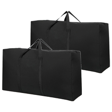 拍平方 搬家收納袋, 120L, 100x48x25cm, 可裝四床寢具, 牛津布, 防潑水, 耐磨防刮, 100 x 25 x 48cm, 黑色, 2個