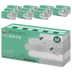 MEDIHAND 美恆 PVC透明手套, 掌心光滑手感柔和, 半透明白色, 100入, 100個, 12盒