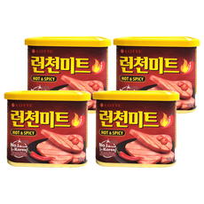 LOTTE 樂天 午餐肉 辣味, 韓國第一品牌, 340g, 4罐