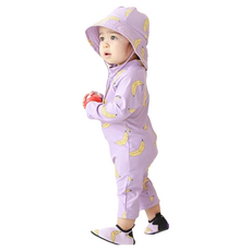 愛北鼻 寶寶連體長袖泳衣 Set, 適合身高110-120cm/體重18-21kg/年齡5-6歲, 8碼, 淺紫